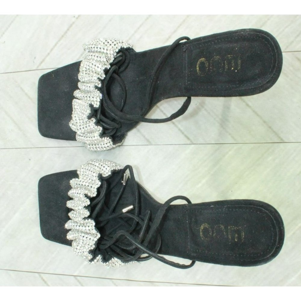 Ego Black Suede Slip On Lace Up Open Toe Casual Heeled Sandals Size 11 - Picture 7 of 8